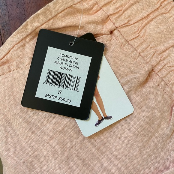 Ellen Tracy • 100% Linen Shorts in Champagne (light salmon pink) - Picture 7 of 8